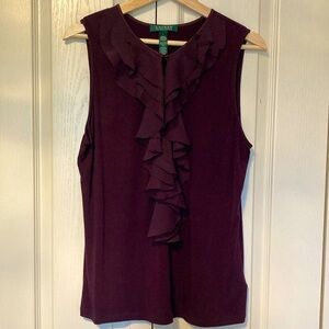 Lauren Ralph Lauren Purple - Aubergine Ruffle Tank Top
